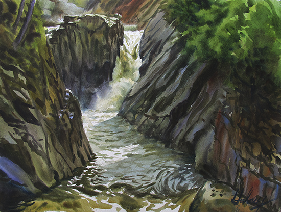The Flume watercolor by John Hulsey
